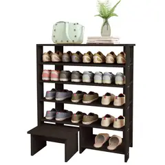 VILLA HOGAR - Zapatera con banquito Ninna negro -