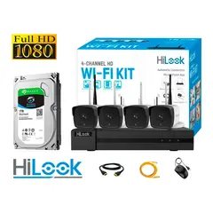HILOOK - CÁMARAS SEGURIDAD KIT 4 EXTERIOR WIFI FULL HD 2MP + DISCO 1TB