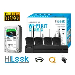 HILOOK - CÁMARAS SEGURIDAD KIT 4 EXTERIOR WIFI FULL HD 2MP + DISCO 4TB