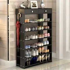 VILLA HOGAR - Zapatera multifunción Pao negro - capacidad para hasta 24 pares de zapatos