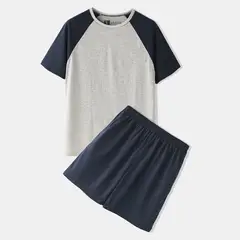 YANSUS - Pijama Hombre Pack Bicolor Melange Azul Algodon