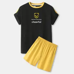 YANSUS - Pijama Hombre Bicolor Negro Algodon Cheerful