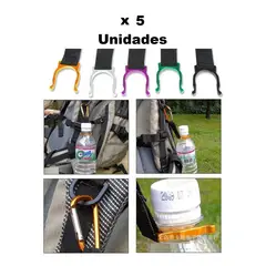 GENERICO - 5 Mosquetones llavero colgador de botellas