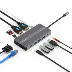 OEM - Adaptador Hub 12 En 1 Usb 3.1 tipo C Hdmi Gigabit Red