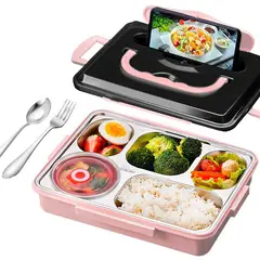 GENERICO - Lonchera táper de comida y alimentos 5 divisiones con asa+cubiertos rs