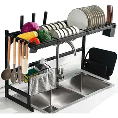 GENERICO - Estante organizador y escurridor de platos para cocina premium 85cm