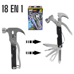 OEM - Martillo multifunción 18 en 1 de acero serrucho cuchillo desarmador