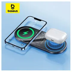 BASEUS - Base Cargador Inalámbrico Carga Rápida 20W 2 en 1