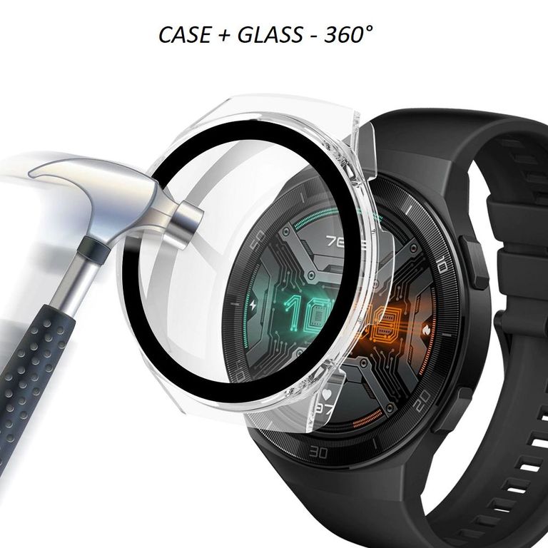 Case + Glass 360 para HUAWEI WATCH GT2 E - Transparente