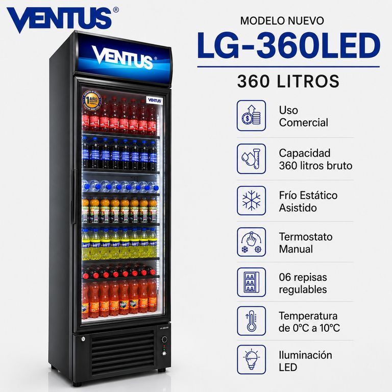Visicooler de 1 Puerta de 360Lt LG-360LED -