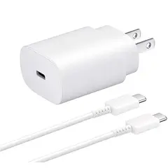 GENERICO - Cargador 25w y Cable C a C Carga Ràpida para Samsung Blanco