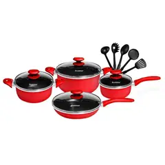 FINEZZA - SET DE OLLAS ANTIADHERENTES DE 13 PZAS FZ-1658T ROJO