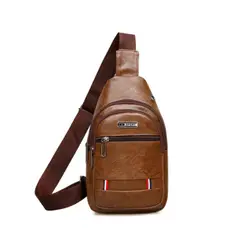 GENERICO - Mochila Morral Hombre Cuero Pechera Bandolera de Accesorios Marron