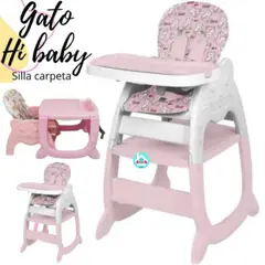 HI BABY - Silla de Comer Acolchado Gato ROSADO