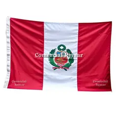 PERU - Bandera de Perú 180x120cm para Izar Pabellón Nacional Con Escudo