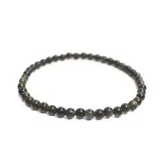 MANYA - Pulsera De Obsidiana Dorada Pequeña Regulable -