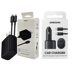 SAMSUNG - Cargador 45W + Cargador Auto 45W 2en1 Negro