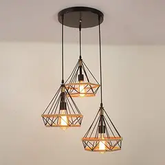 GENERICO - Lámpara colgante triangular modelo rustico incluyen focos