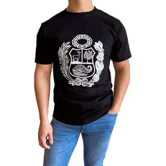 GENERICO - Polo Hombre manga corta diseño Escudo del Perú - Negro