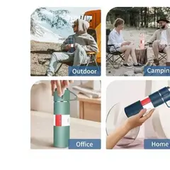 GENERICO - Set Termo Para Agua Caliente/fría + 3 Tazas 500 Ml Cafe Mate