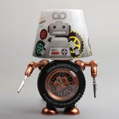 INSPIRA - Lampara reloj de mesa escritorio robot dorado