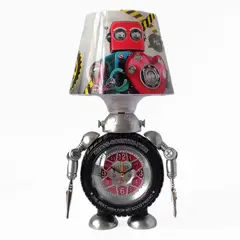 INSPIRA MARKET - Lampara reloj de mesa escritorio robot plateado