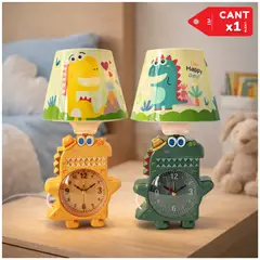 INSPIRA MARKET - Lampara reloj de mesa escritorio dinosaurio amarillo o verde