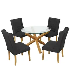 ALTO HOGAR - Juego de Comedor 4 Sillas Emerald Negro Madera Tornillo