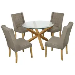 ALTO HOGAR - Juego de Comedor 4 Sillas Emerald Gris Madera Tornillo