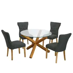ALTO HOGAR - Juego de Comedor 4 Sillas Naomy Negro Madera Tornillo