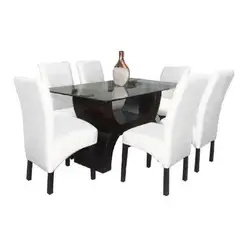 ALTO HOGAR - Juego de Comedor 6 Sillas Norly Blanco Madera Tornillo