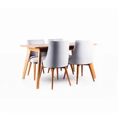 ALTO HOGAR - Juego de Comedor 4 Sillas Luana Gris Madera Tornillo