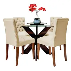 ALTO HOGAR - Juego de Comedor 4 Sillas Zoe Beige Madera Tornillo