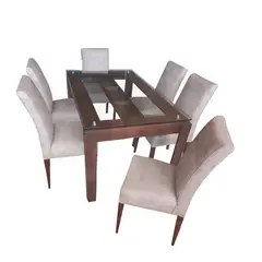 ALTO HOGAR - Juego de Comedor 6 Sillas Brianne Beige Madera Tornillo