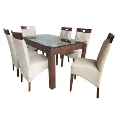 ALTO HOGAR - Juego de Comedor 6 Sillas Condesa Beige Madera Tornillo
