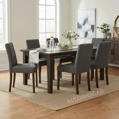 ALTO HOGAR - Juego de Comedor 6 Sillas Tessy Gris Oscuro Madera Tornillo