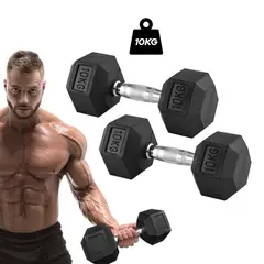 GENERICO - Mancuernas Hexagonales de 10KG - Par