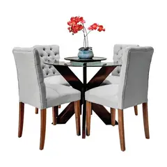 ALTO HOGAR - Juego de Comedor 4 Sillas Naim Gris Madera Tornillo