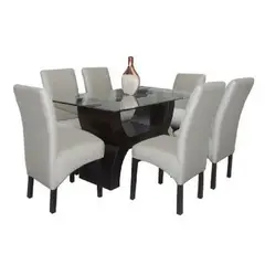 ALTO HOGAR - Juego De Comedor Norly Gris 6 Sillas Mesa Rectangular