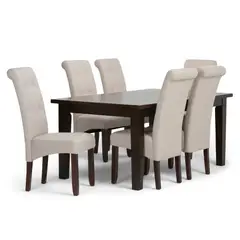 ALTO HOGAR - Juego de Comedor 6 Sillas Aster Crema Madera Tornillo