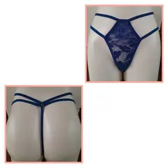 GENERICO - PANTY SEMI HILO SEXY DE ENCAJE Y ALGODON TALLA UNICA AJUSTABLE