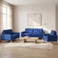CASA BELLA - Juego De Sala Ramses 3-2-1 Cuerpos Azul