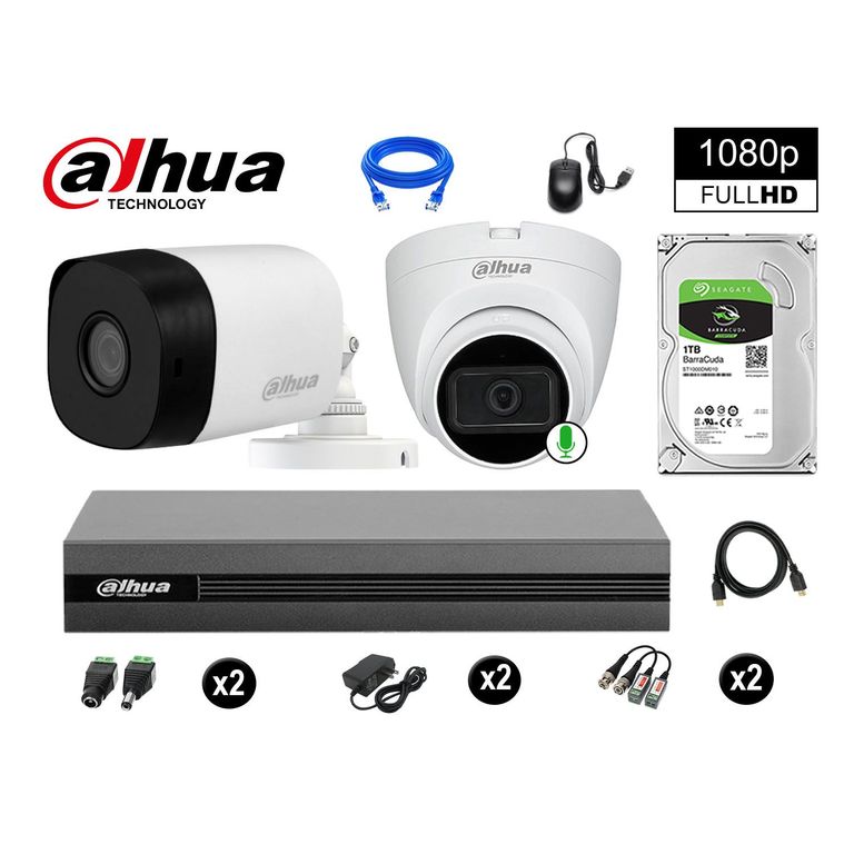 CÁMARAS SEGURIDAD KIT 2 FULL HD 1TB 1 CÁMARA CON AUDIO