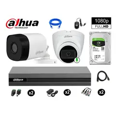 DAHUA - CÁMARAS SEGURIDAD KIT 2 FULL HD 1TB 1 CÁMARA CON AUDIO