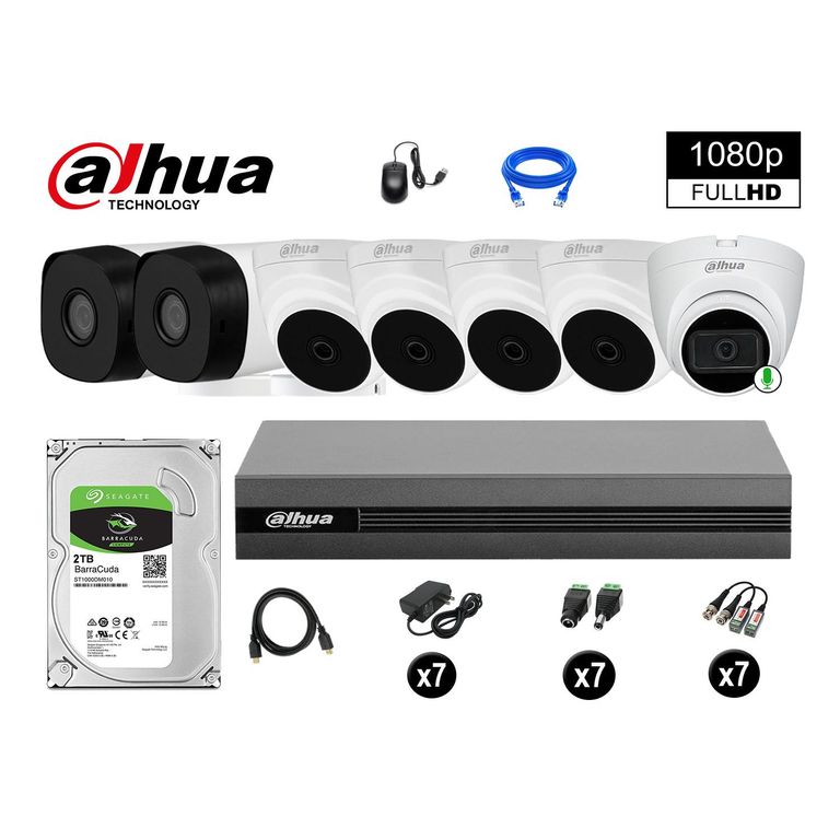CÁMARAS SEGURIDAD KIT 7 FULL HD 2TB 1 CÁMARA CON AUDIO