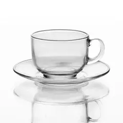 INSPIRA - Set taza con plato de vidrio transparente 420ml