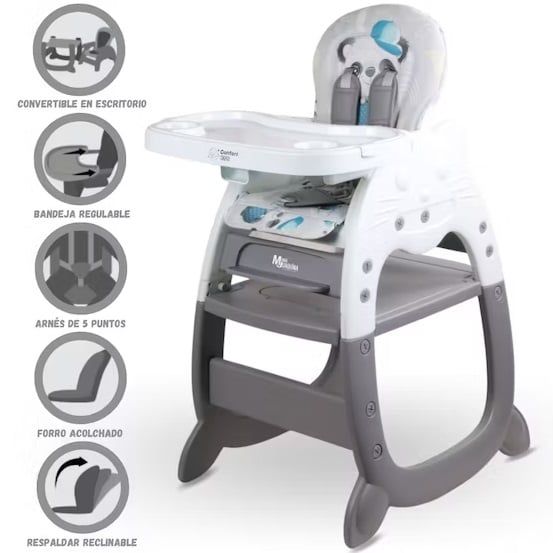 Silla de Comer 3 en 1 Panda PV2024 - Gris