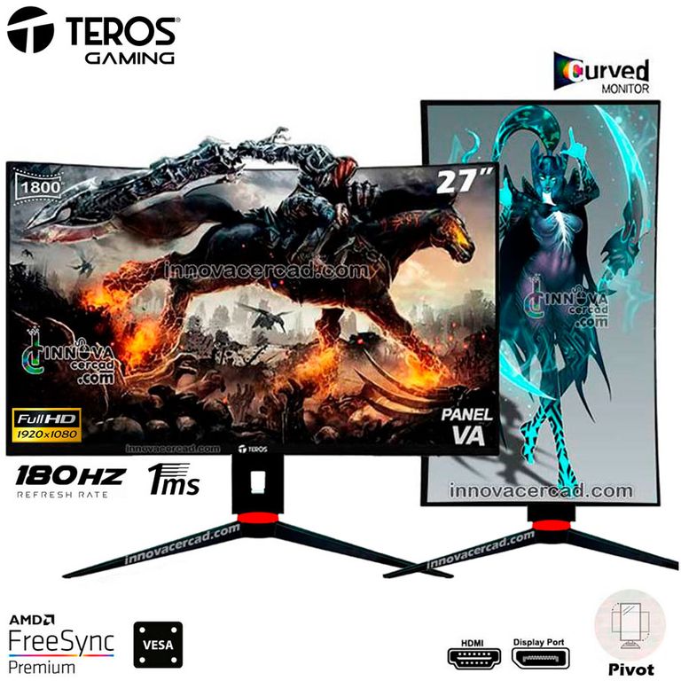 Monitor Curvo 27 Full HD, 165hz, AMD FreeSync, Pivot, HDMI, DP