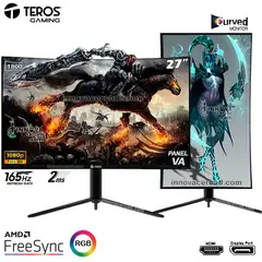 TEROS - Monitor Curvo 27 Full HD, 165hz, AMD FreeSync, Pivot, HDMI, DP