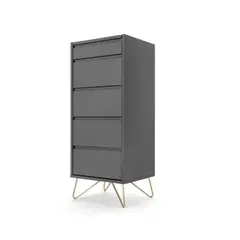 YOLODECORO - Cómoda Tocador 5 Cajones Elona Gris Carbón